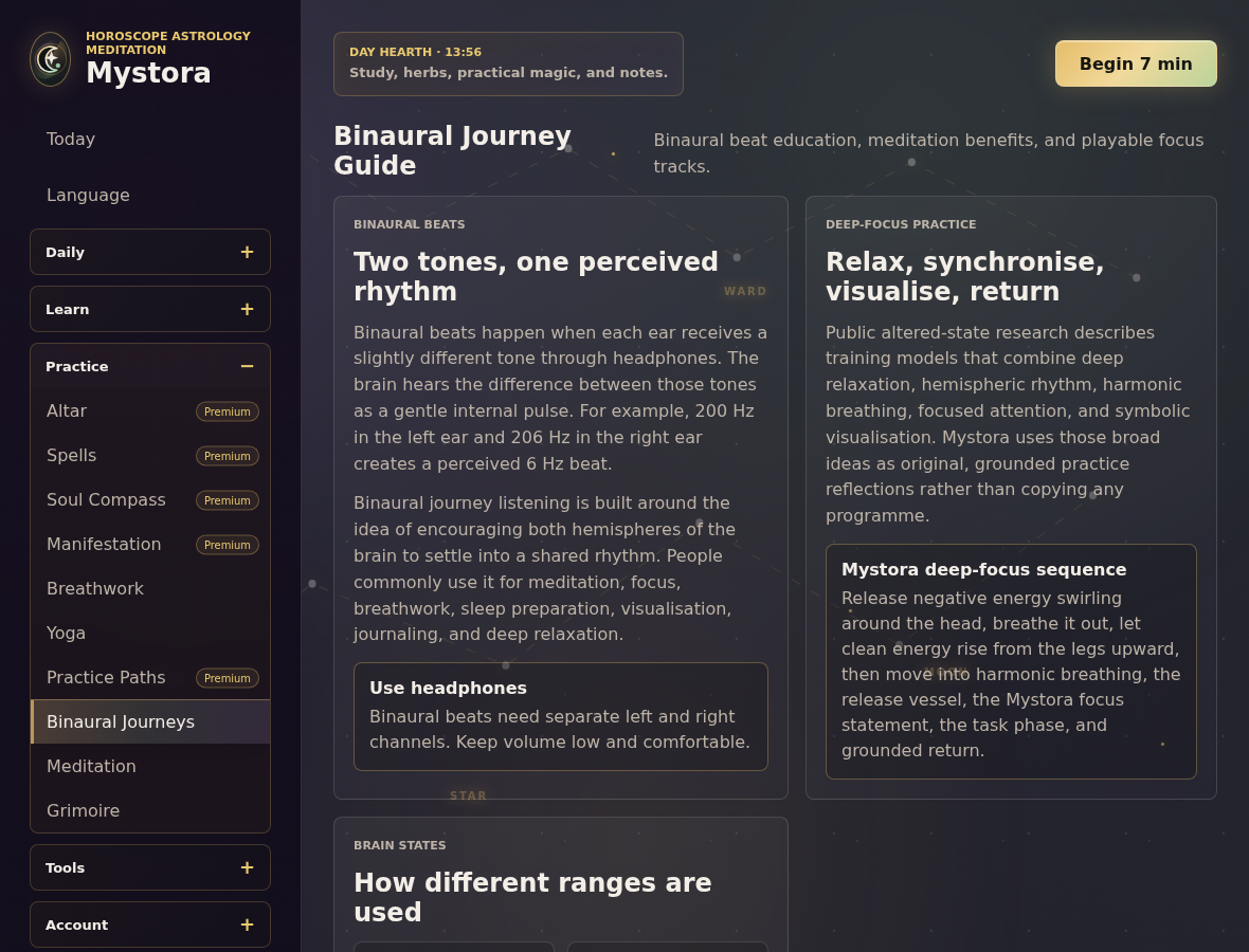 Mystora binaural journey screenshot