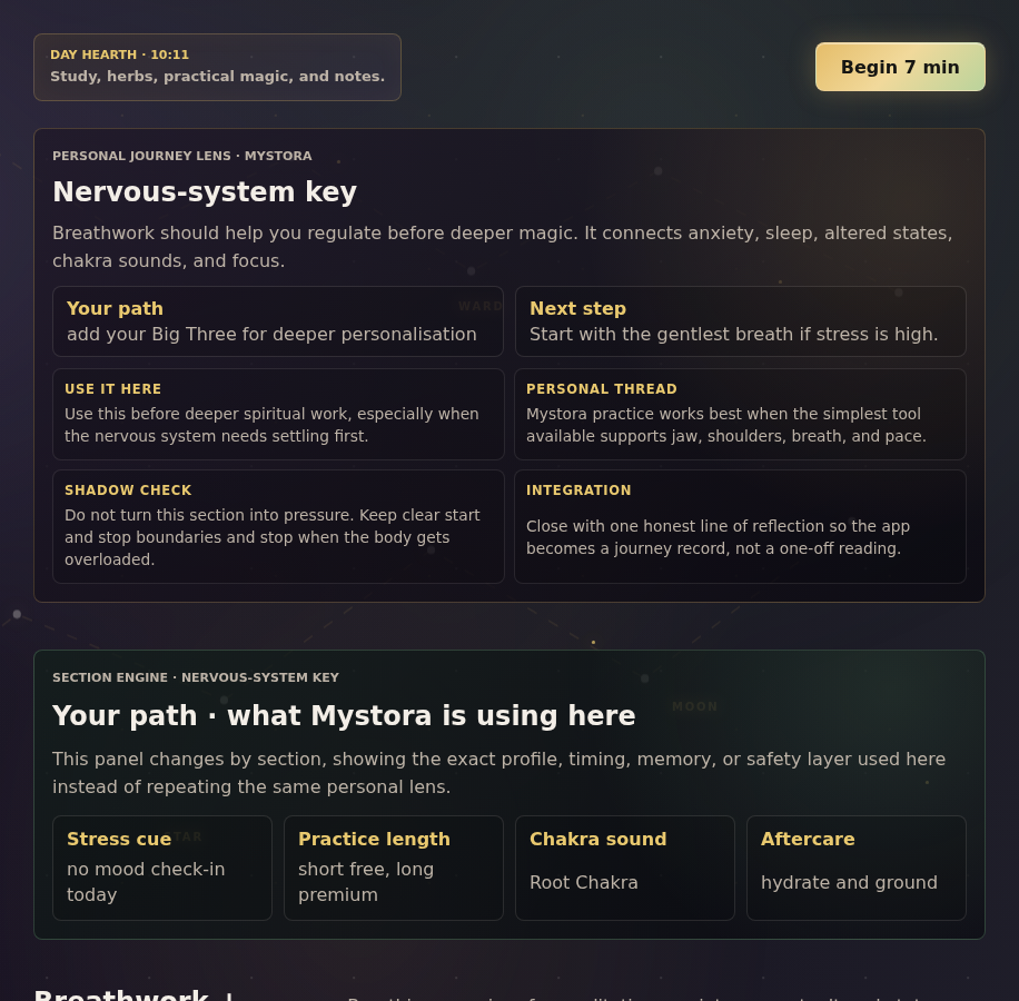 Mystora breathwork and chakra sound screenshot