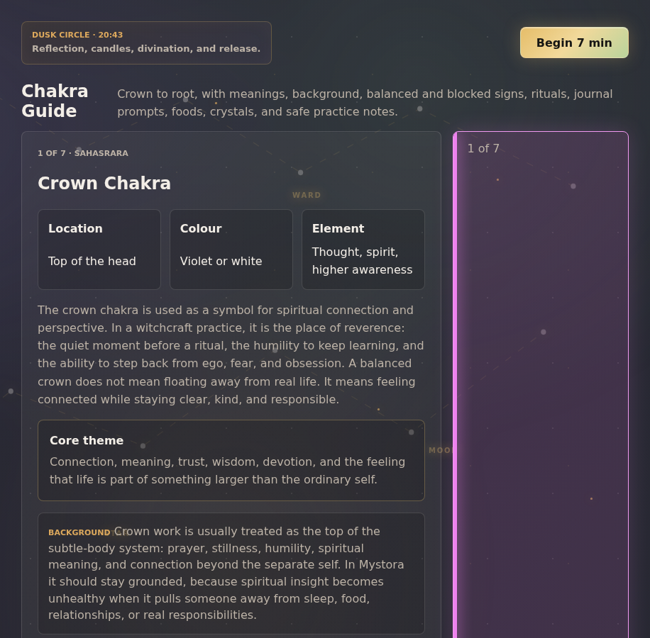 Mystora chakra guide screenshot